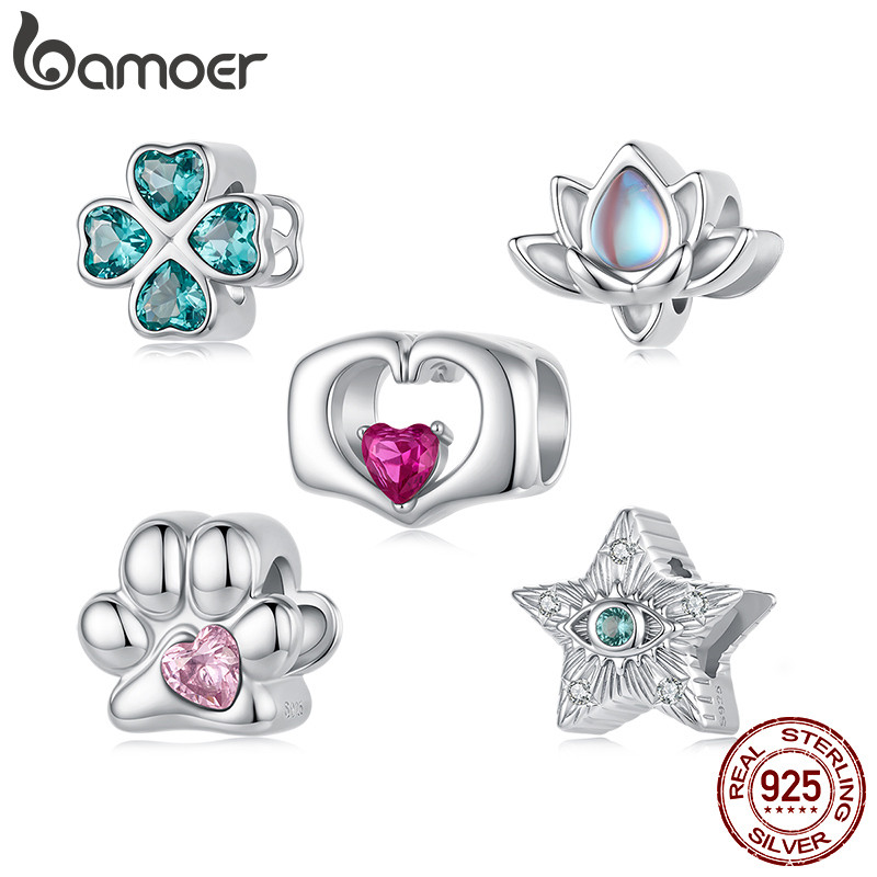 Bamoer 925 Prata Esterlina Encantos Grânulo Mini Série Acessórios Pulseira DIY P