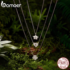 Bamoer 925 Prata Esterlina Moissanite Colar Luz Das Estrelas Coração Jóias Para Presente Feminino