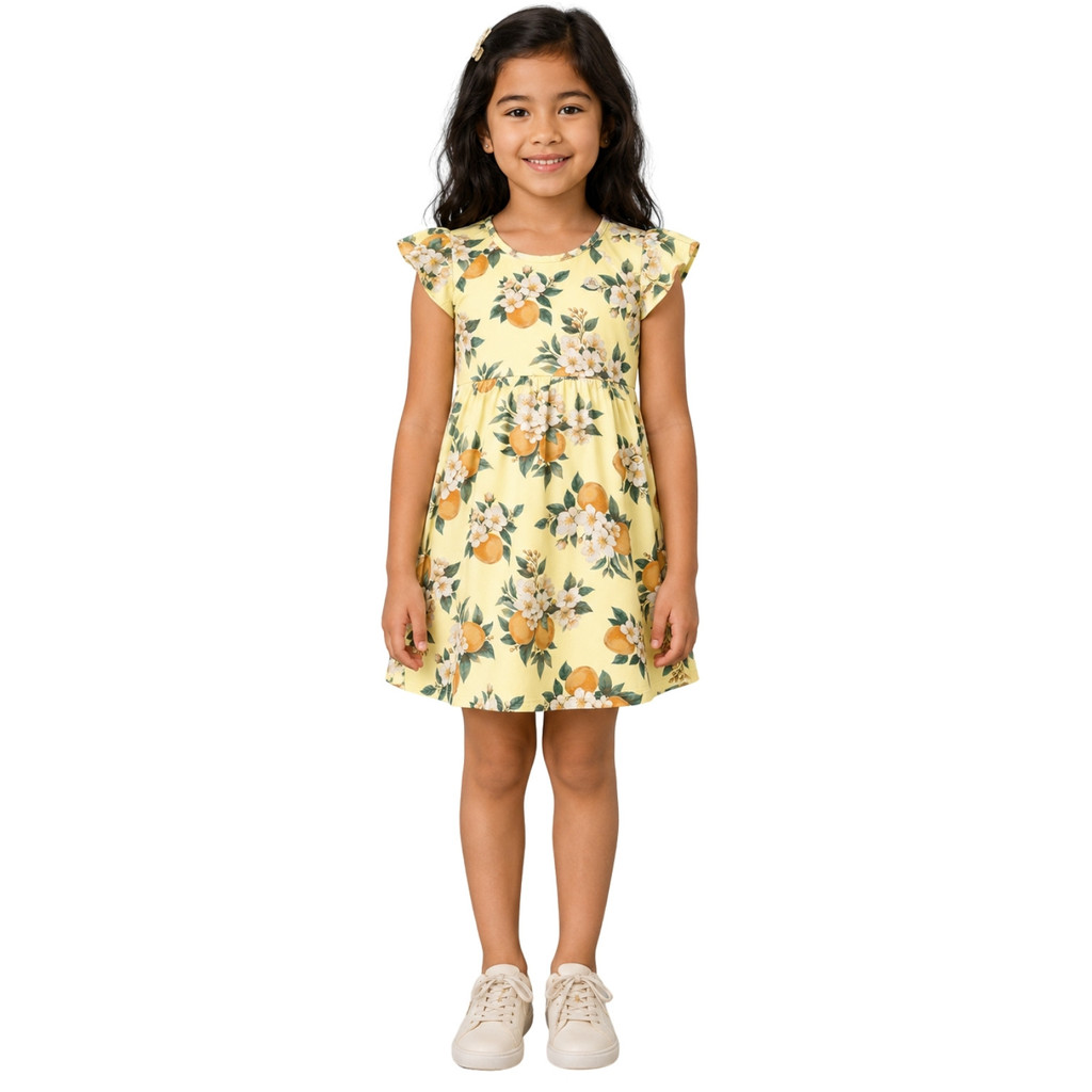 Vestido Infantil e Juvenil Milon Menina Amarelo Verão Estampado 2001750