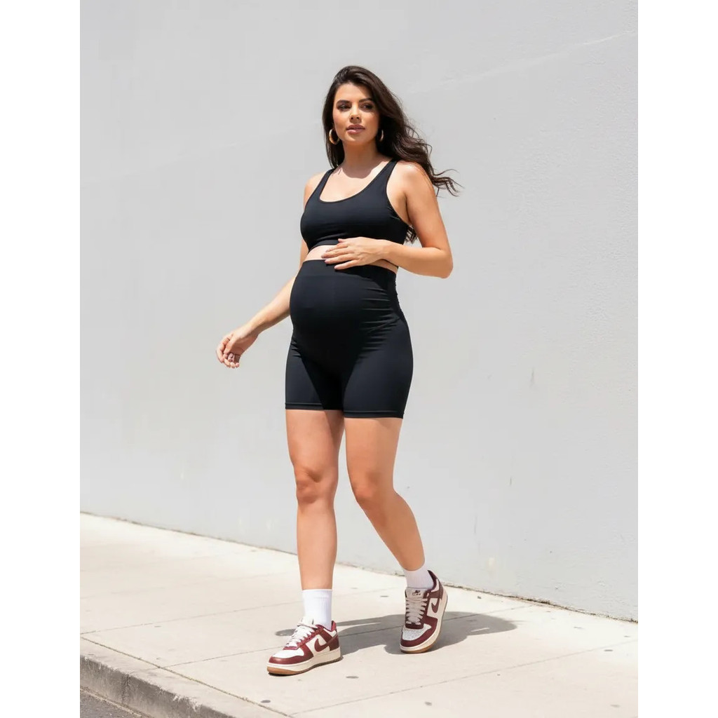 Shorts Fitness Gestante Poliamida Premium Não Marca