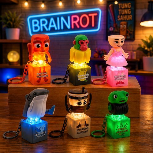 Chaveiros Personalizados Com Luzes E Som Brainrot Acessórios Led Criativos