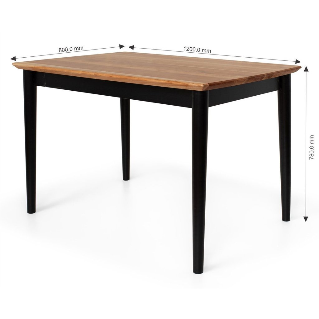 Mesa 6 Lugares Retangular Madeira Maciça Milena Preto Preto/Natural — imagem 2 de 2