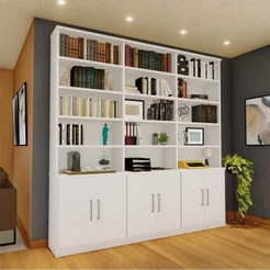 Estante Multiuso de Livros 6 Portas 5 Prateleiras 100% MDF 232,5CMX230CM Branco Branco