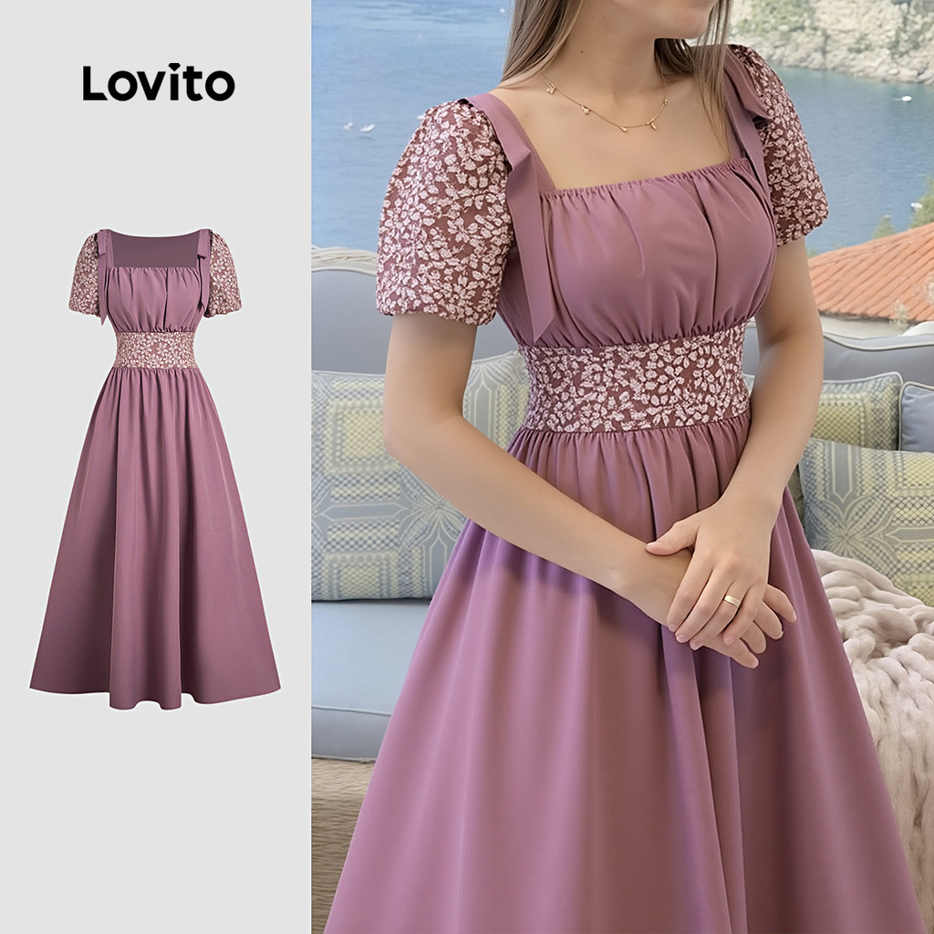 Lovito Vestido Midi Elegante De Primavera/verão Para O Trabalho Com Mangas Curta
