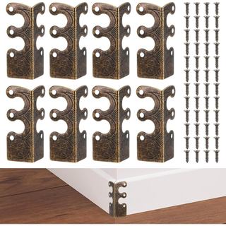 8 Pcs Baseboard Corner Protectors,Vintage Metal Skirting Board Corner Protector with 48 Screws, Edge Cover Skirting Boar