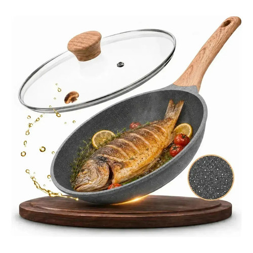 Frigideira Antiaderente Cerâmica Com Tampa Panela Antiaderente Indução Cooktop Fogão a Gás  — Oferta Verificada