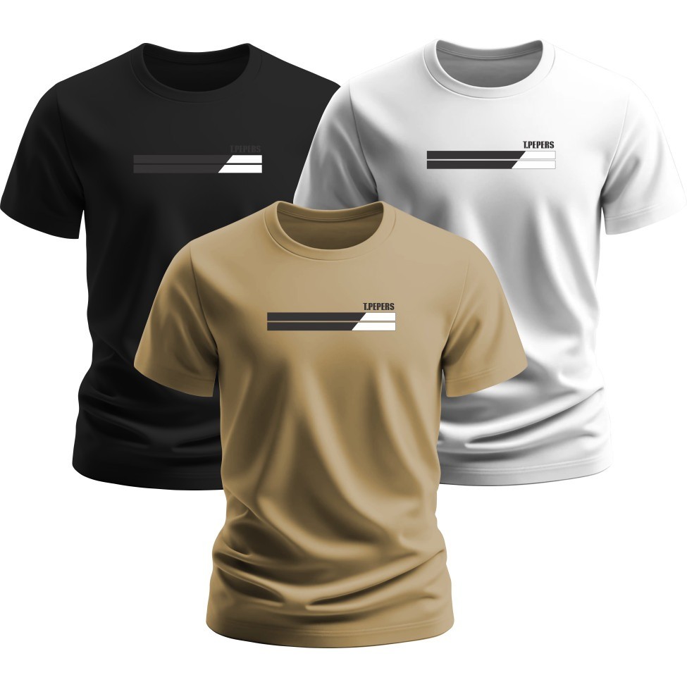 Kit 3 Camisetas Masculinas Básicas 100% Algodão Gola Redonda Casual Confortável