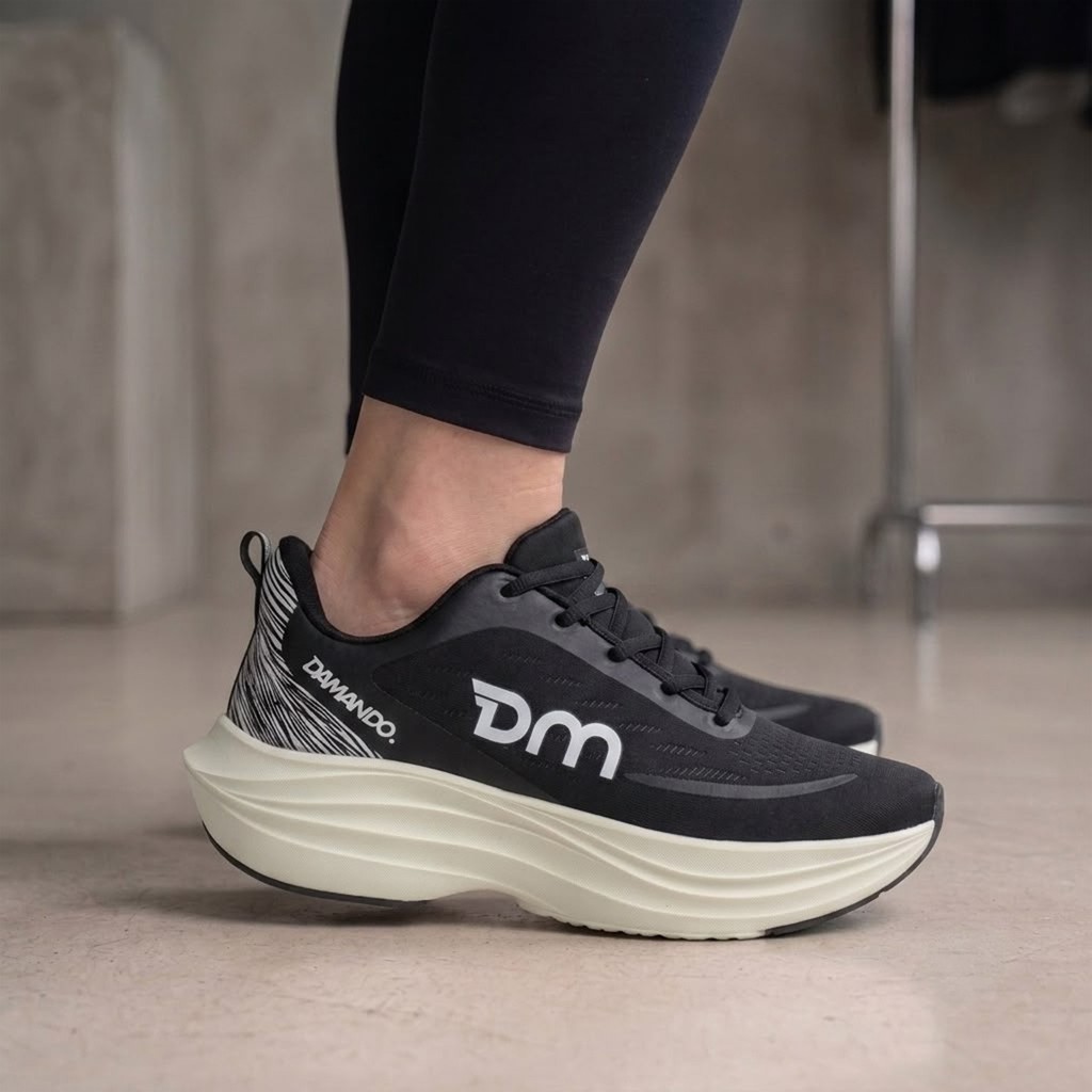Tênis Unissex Confortável Casual Design Premium Preto Academia Caminhada