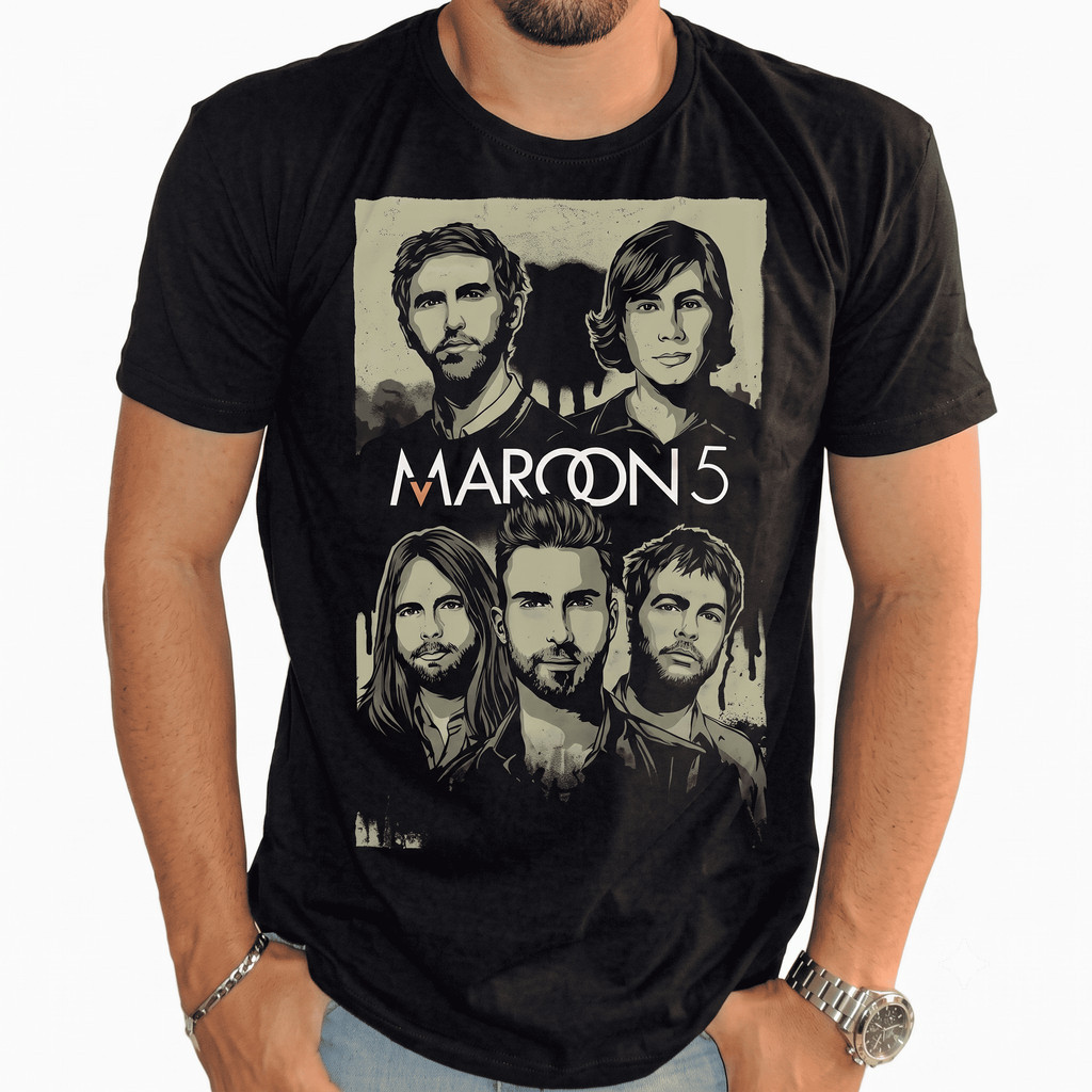 Camiseta Masculino Maroon 5 Estampado Camisa 100% Algodão Feminino Plus Size Oversized Envio Rápido
