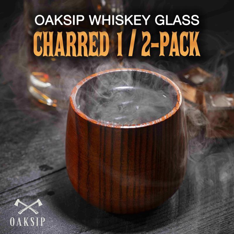 Oaksip - Copo de Madeira para Uísque e Bourbon, Presentes de Bourbon para Homens, Copo Old Fashioned Carbonizado, Presen