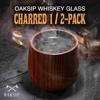 Oaksip - Copo de Madeira para Uísque e Bourbon, Presentes de Bourbon para Homens, Copo Old Fashioned Carbonizado, Presen