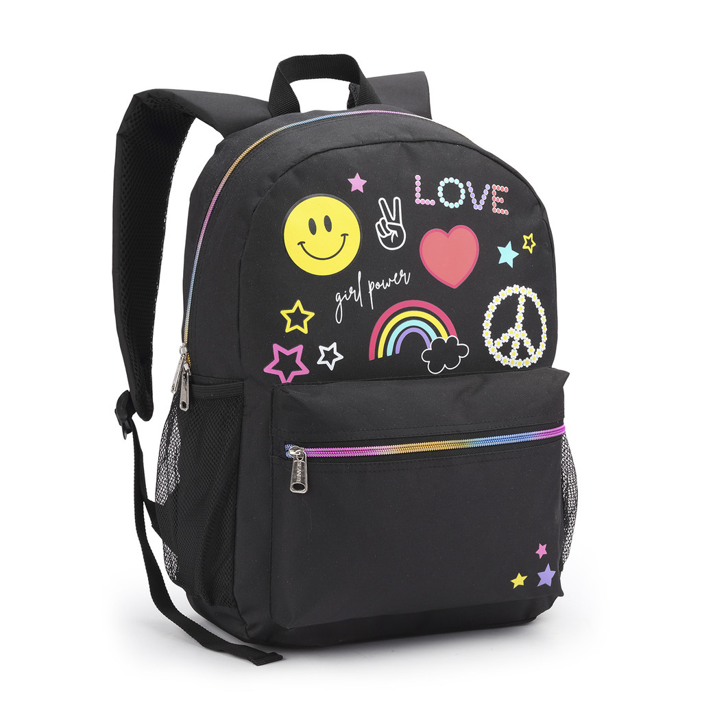 Seanite Mochila Feminina 17 Peace Love Bolsa  Escolar