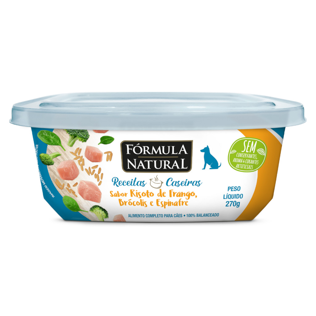 Ração Úmida Fórmula Natural Receitas Caseiras 270g para Cães Adultos Risoto de Frango, Brócolis e Espinafre
