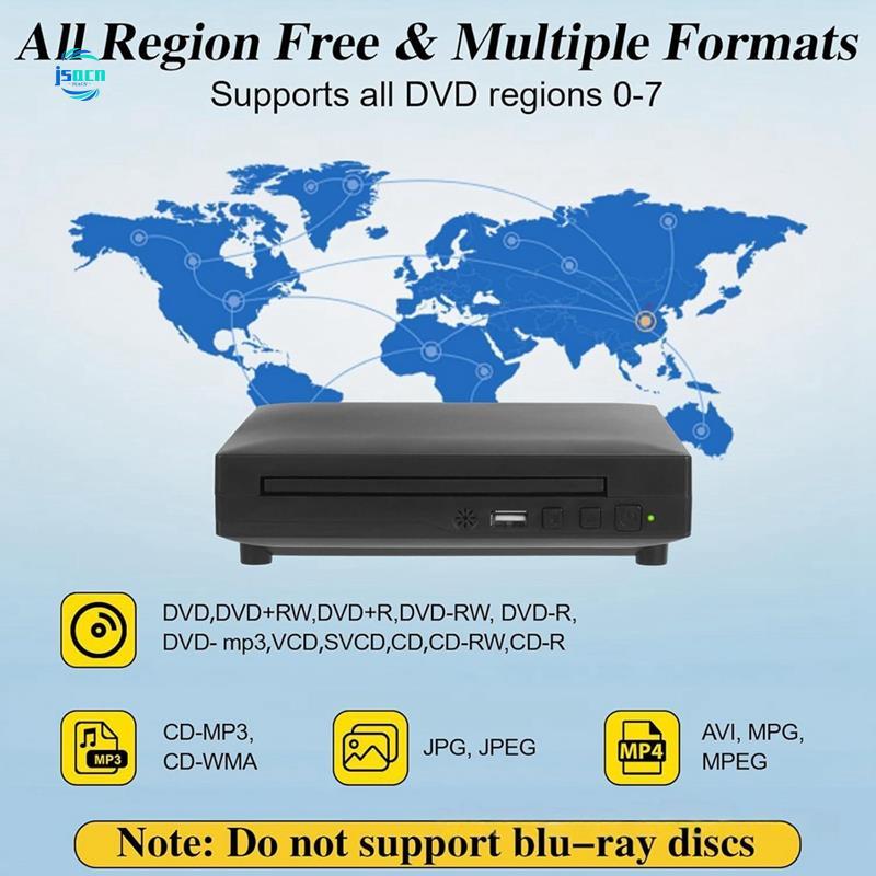 Mini Leitor De DVD Controle Remoto 1080P Full HD USB TV CD Discos Player VCD EVD MP3 RW Home Theater AV-Compatível Plugu