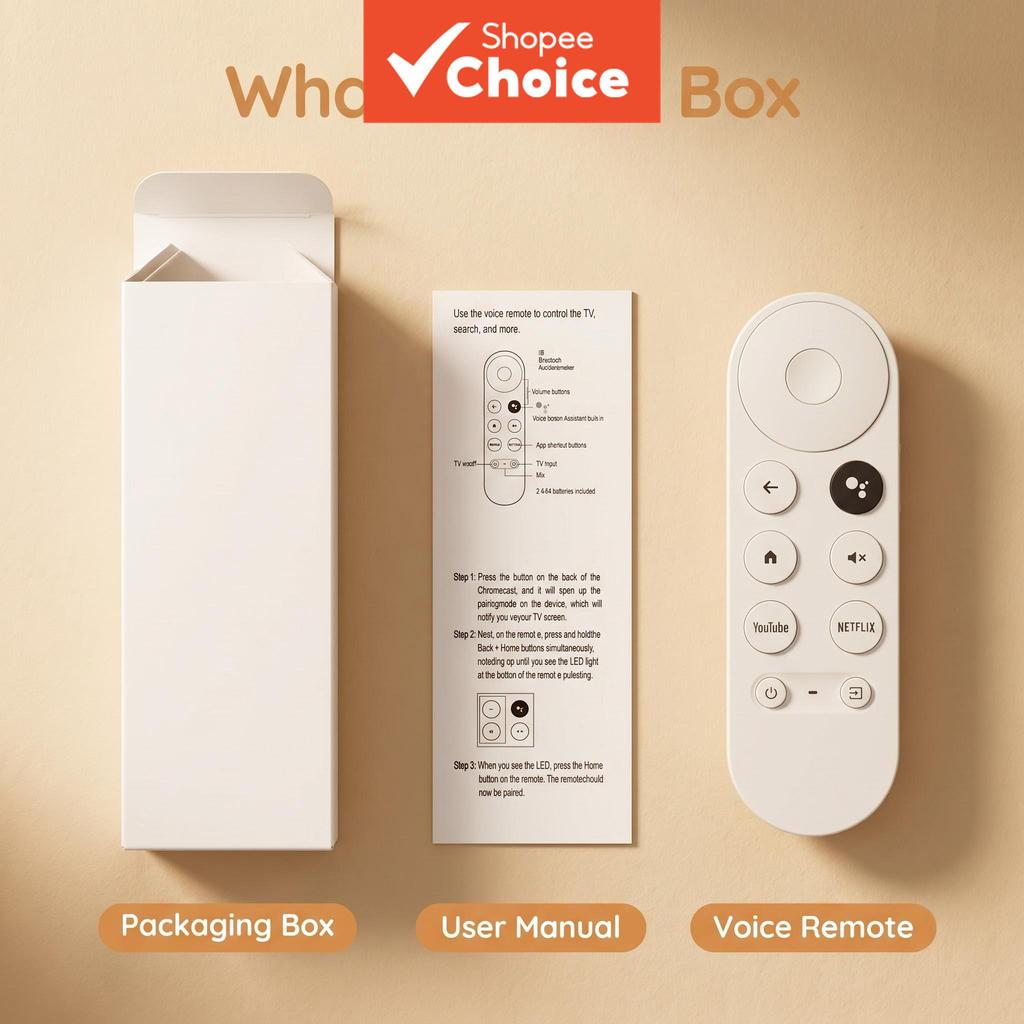 Voice Remote para Google TV Chromecast 4K compatível 2020-2024