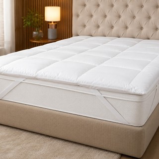 Pillow Top Premium Ultra Macio Confortável Fibra Siliconada C/ Elástico Protetor De Colchão Casal-Queen e King