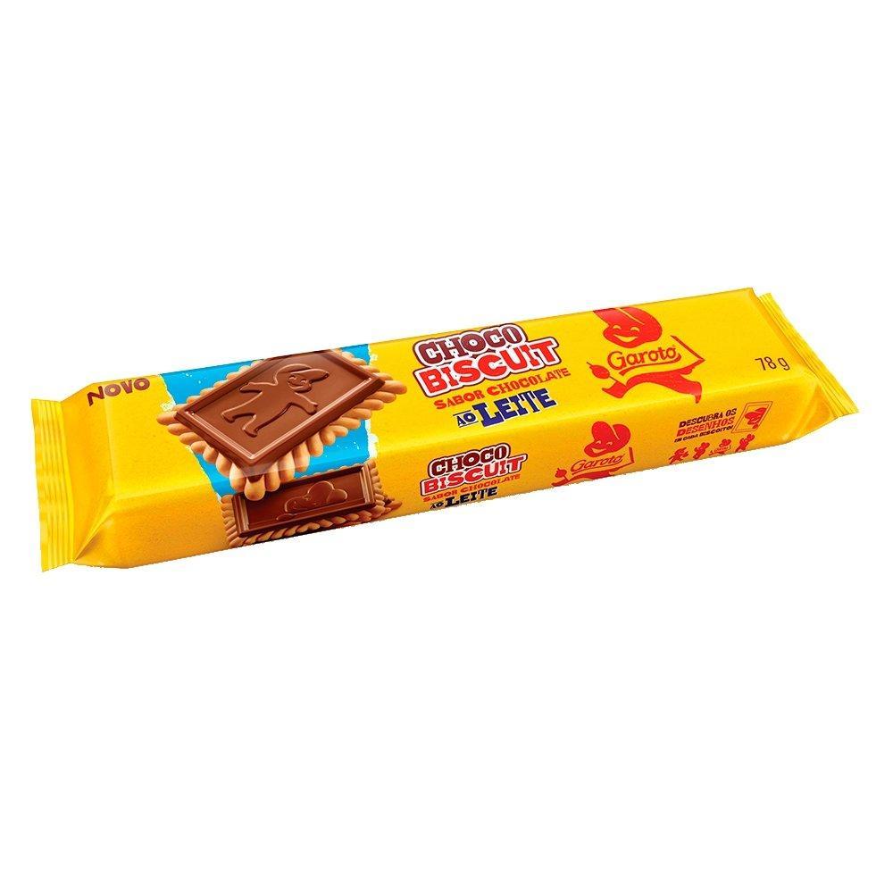 Biscoito Garoto Choco Biscuit Chocolate ao Leite 78g - Embalagem com 30 Unidades