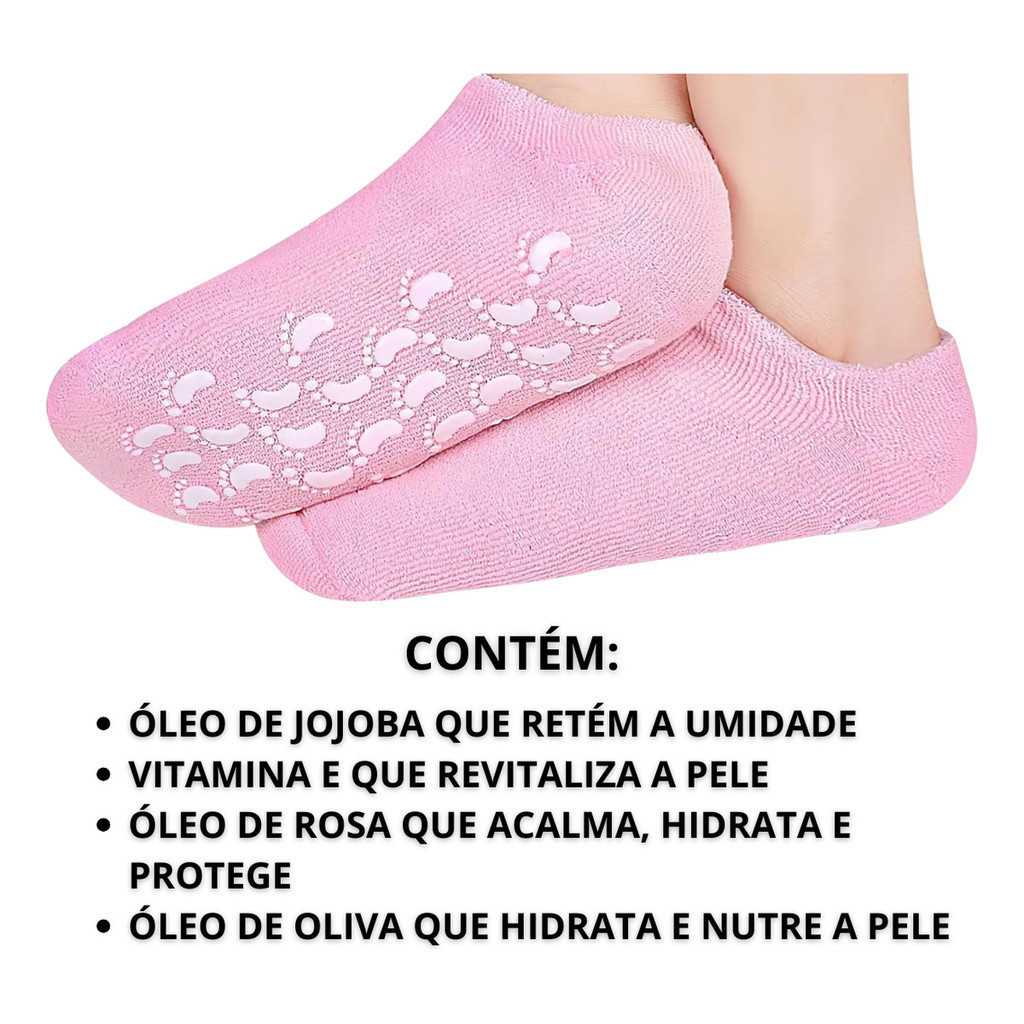 Kit Meias E Luvas Gel De Hidratação Tratamento Para Ressecamento