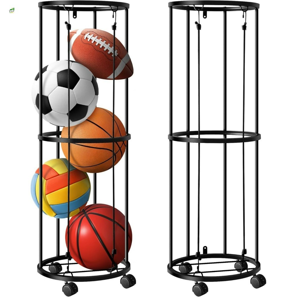 Rack De Armazenamento De Basquete-Organizador De Equipamentos Esportivos Para Exibição De Futebol E Vôlei