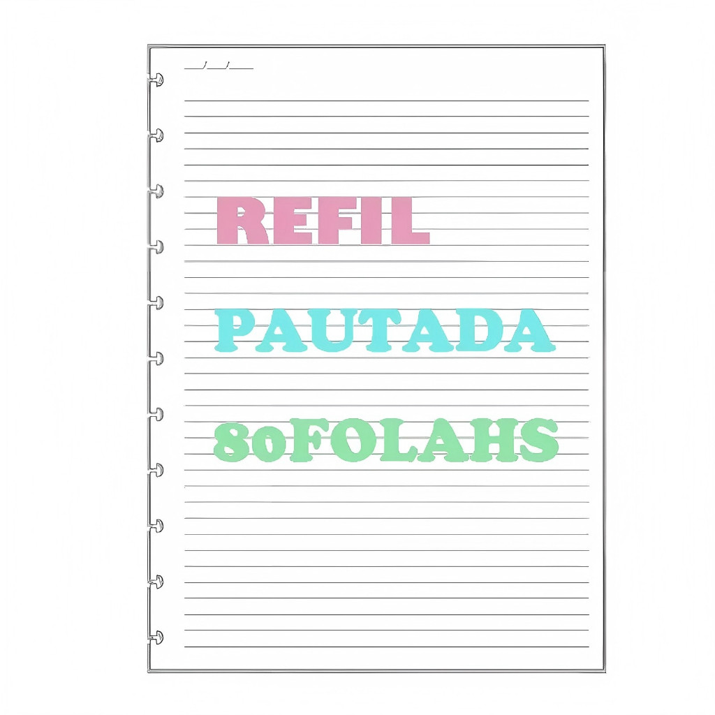 Refil de Folhas Pautadas A5 B5 A4 80 Folhas para Caderno de Discos Removíveis Papel de Reposição