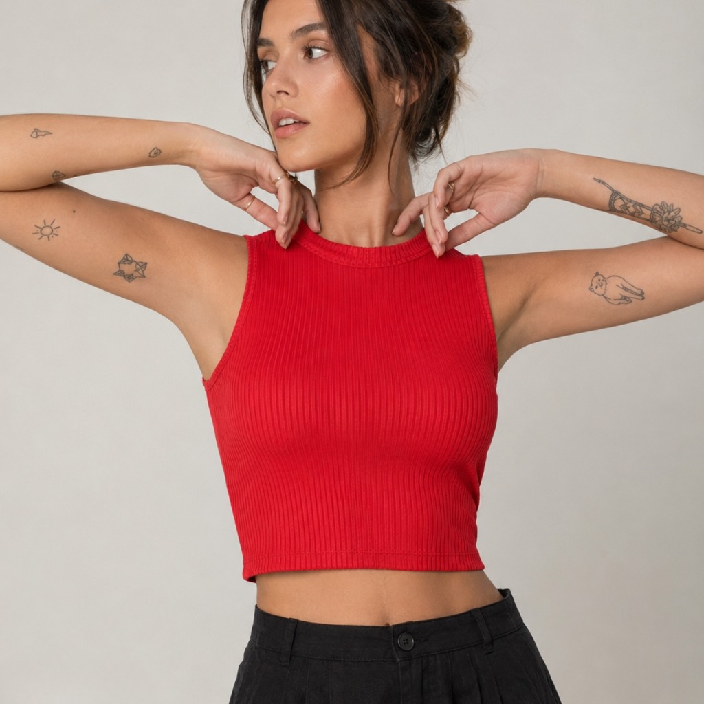 Regata Feminina Canelada Ribana Premium Básica Blusa Cropped Regatinha Gringa Versátil