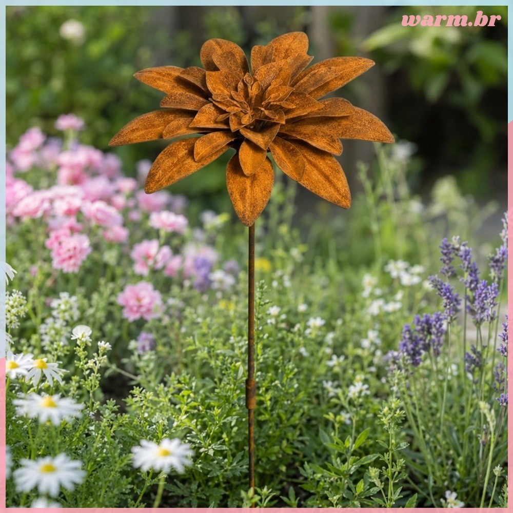 Estaca De Jardim Floral De Ferro Com Destaque Decorativo Feito À Mão Para Pote De Varanda [waroom.br]