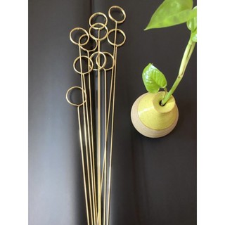 Haste de inserção de Metal para flores, inserção de flores de plástico, buquê, cesta de flores, cartão redondo dourado, 