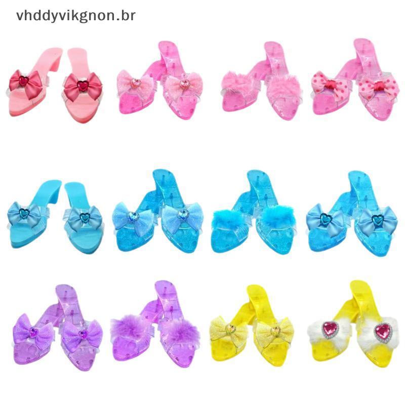 vhddyvikgnon 1 Par Menina Princesa Sapatos De Cristal Salto Alto Fantasia Vestido Acessórios Para Crianças Fingir Jogar