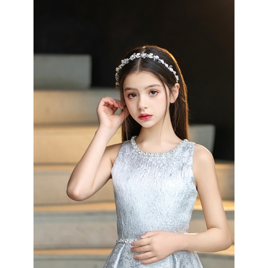 Folha artesanal strass meninas acessórios de cabelo flor dourada bandana cabeça acessórios vestido acessórios