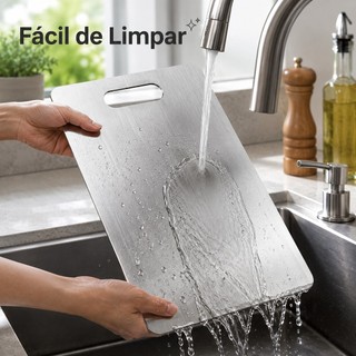 Tábua de Corte Aço Inox 304 Profissional Antibacteriana Antimofo Cozinha