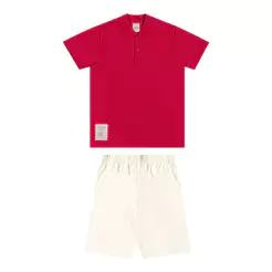 Conjunto Infantil Menino Gola Banana Elian Vermelho