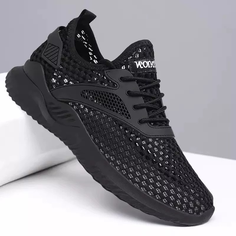 Malha masculina respirável grande malha leve sapatos casuais malha masculina verão fino esportes oco sapatos masculinos