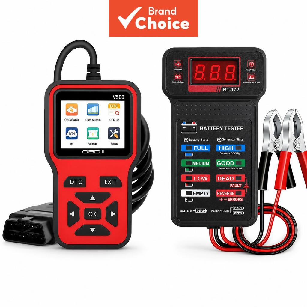 Leitor De Código Obdii V500 + Analisador De Bateria Bt172 2 Em 1 Kit De Ferramentas De Diagnóstico De Carro Scanner De M