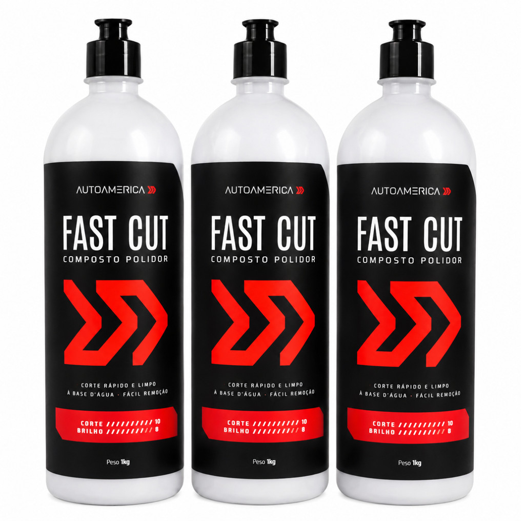 Kit 3 Polidores Fast Cut Autoamerica 1kg Etapa De Corte Pesado Para Estética Automotiva E Funilaria