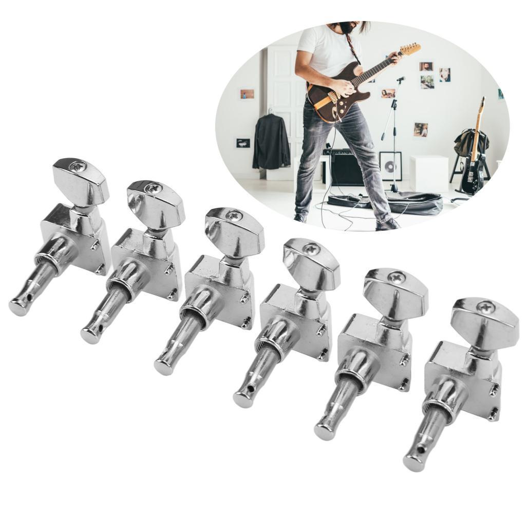 Conjunto de cabeça de máquina de afinação de guitarra, chave de afinador, 6 conjuntos de pinos de liga de zinco