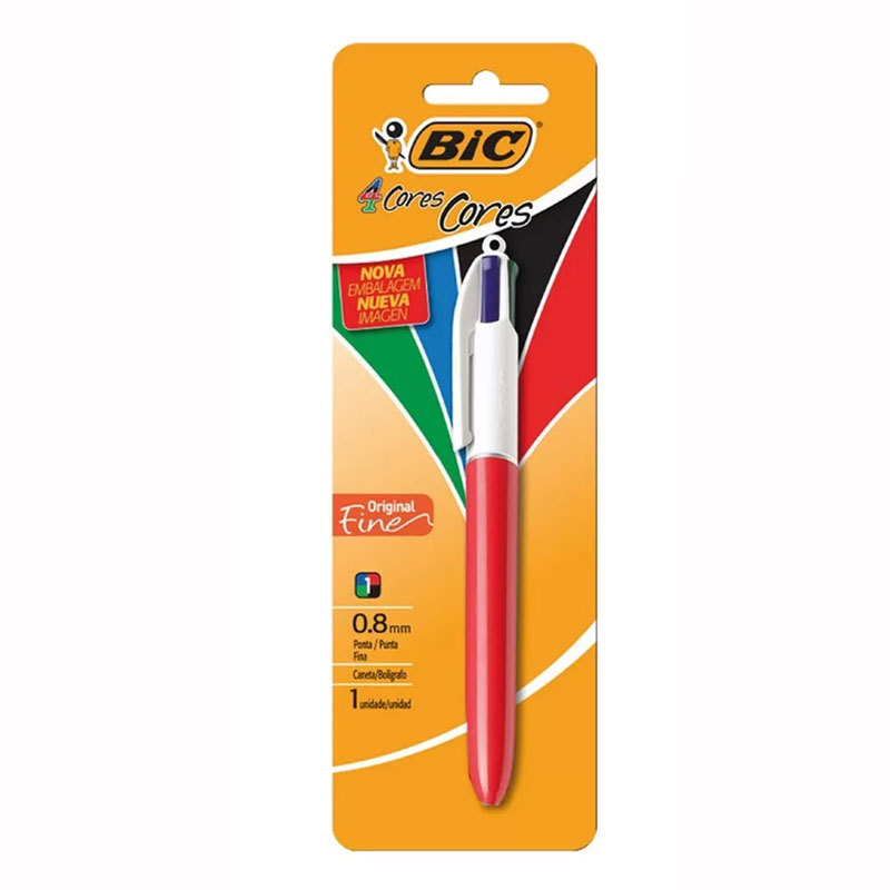 Caneta esferográfica 0.8 retrátil Fine 4 cores Bic