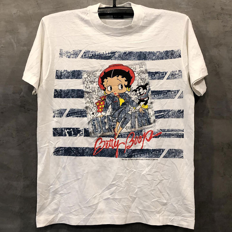 Miss Betty mercadoria diversão criativa dos desenhos animados Anime Street Wear impresso de manga curta americano vintag