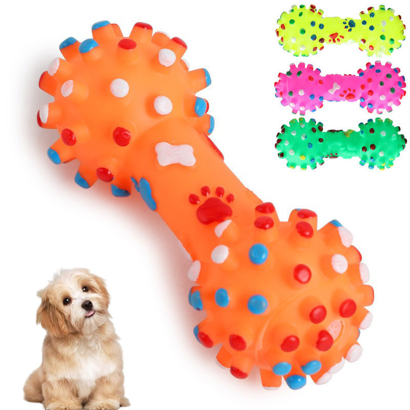 Brinquedo de Mastigar para Animais de Estimação, Osso de Borracha com Som para Cães e Filhotes – Brinquedo Macio e Duráv
