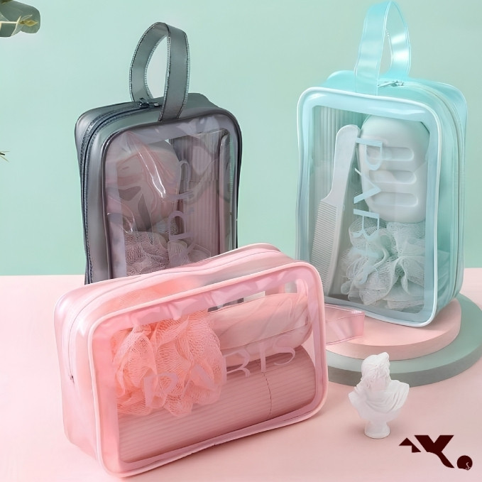 Bolsa Paris Transparente Compacta para Higiene Pessoal com Kit de Acessórios