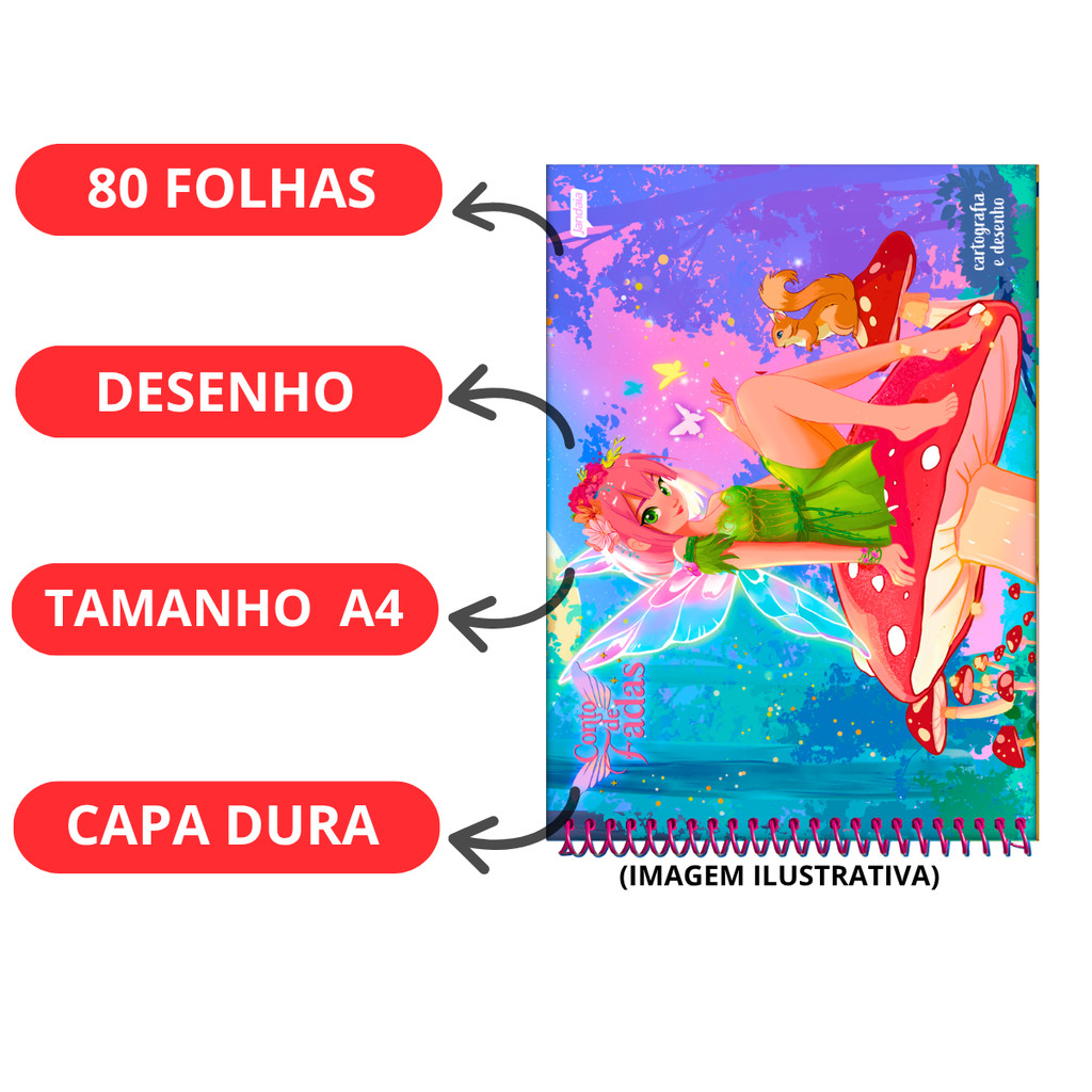 Caderno De Desenho Universitário Conto De Fada 80 Folhas - JANDAIA · foto 2