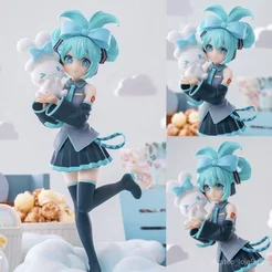 20cm Hatsune Miku Cinnamoroll Personagens Figura Postura Em Pé De Ação PVC Modelo Boneca Brinquedos