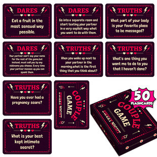 Novo estilo 50 rosa romântico noite casal cartas diversão ambigorosa cartões de jogo interativo duplo namoro aquecimento
