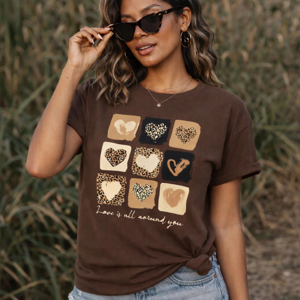 Camiseta Love Coração Camisa Animal Print 100% Algodão Blusinha Fashion 2026 — imagem 1