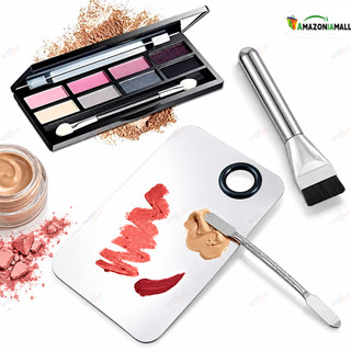 Paleta de Mistura para Maquiagem + Pincel Chato Mesclador, Base, Corretivo e Contorno Facial