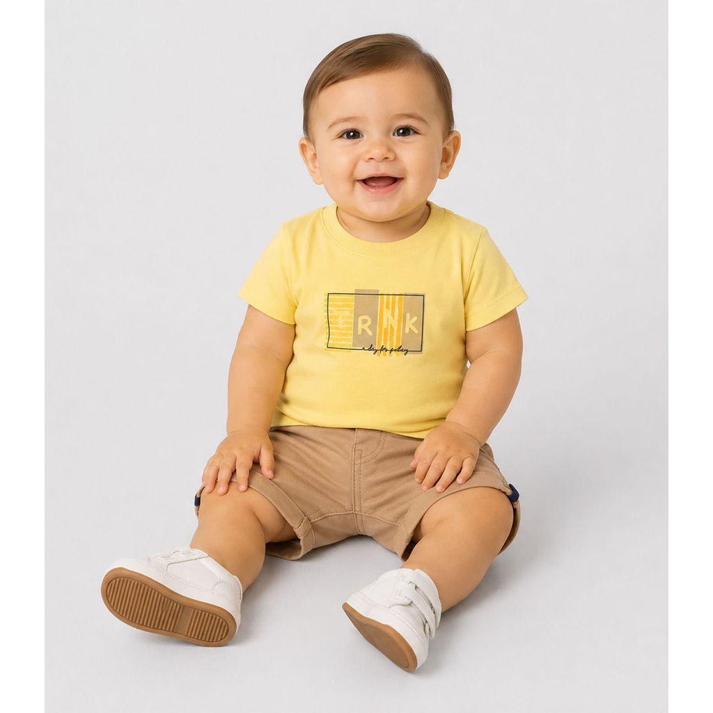 Conjunto Infantil Camiseta Com Bermuda Trick Nick Amarelo