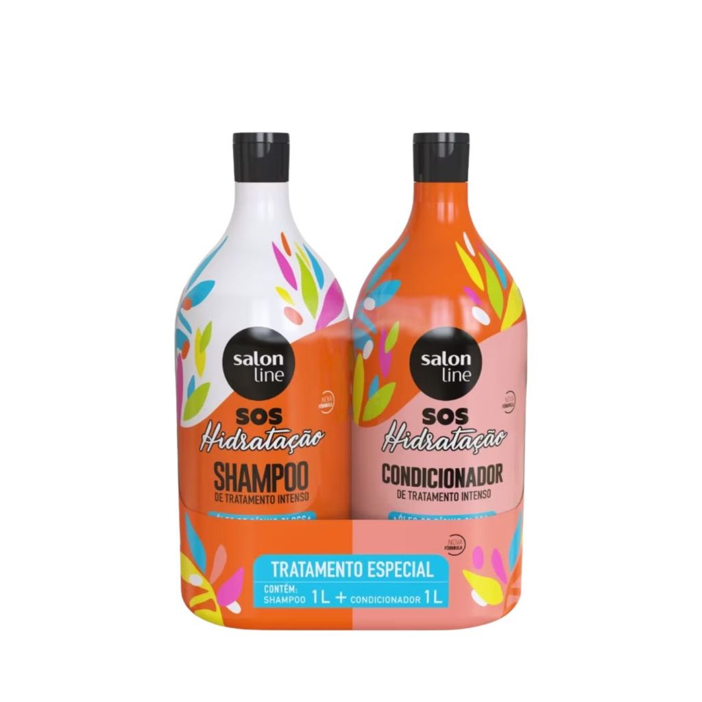 Kit Salon Line S.O.S Hidratação Óleo de Rícino Shampoo e Condicionador Litrão