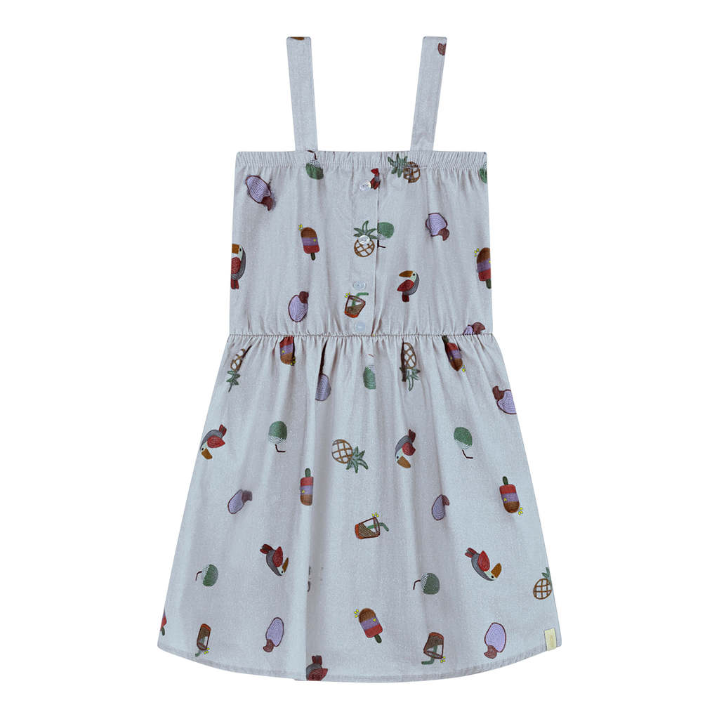 Vestido Infantil Menina Tropical Tricoline Elian Azul