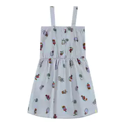 Vestido Infantil Menina Tropical Tricoline Elian Azul
