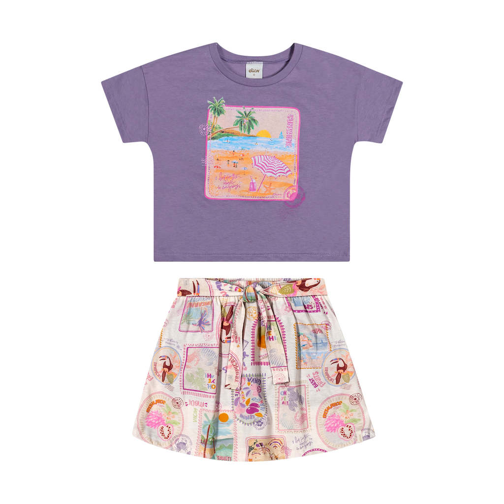 Conjunto Infantil Menina Brilho Stamp Elian Lilás — imagem 2 de 2