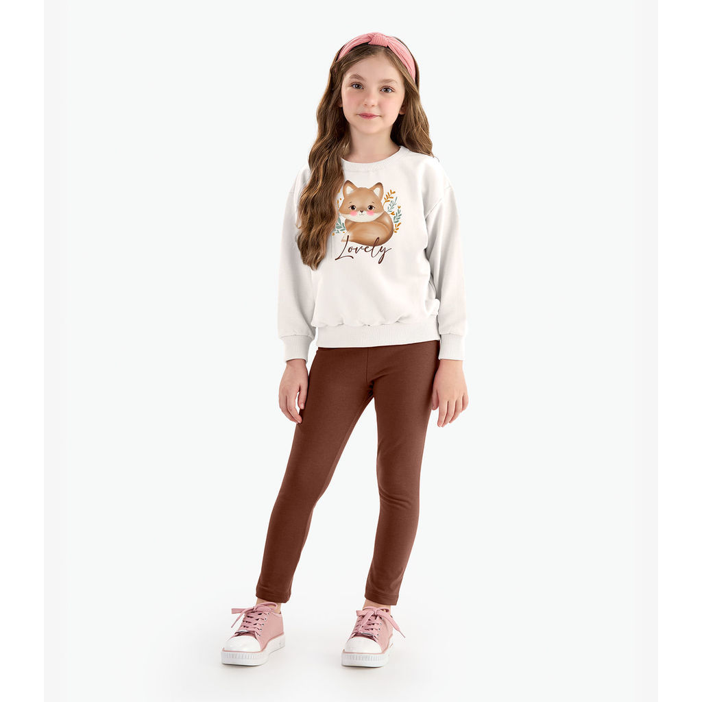 Conjunto Blusão Com Legging Menina Rovi Kids Bege